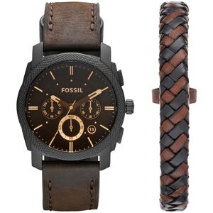 Coffret Montre Fossil homme acier cuir- MATY