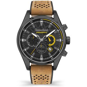 Montre Timberland homme chronographe acier noir bracelet cuir marron clair- MATY