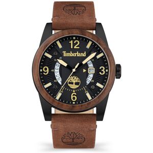 Montre Timberland homme multifonction acier noir bracelet cuir marron- MATY