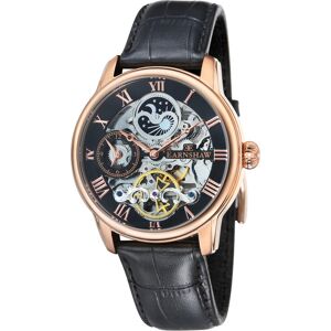 Montre EARNSHAW longitude homme automatique acier dorÃ© rose bracelet cuir