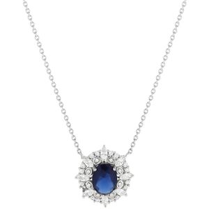 Collier argent 925 pierre bleue et zirconias 45 cm- MATY