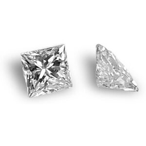 2 Diamants blancs forme carrÃ©e taille princesse qualitÃ© H/I P1, 0.77 ct.- MATY