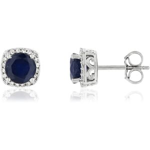 Boucles d'oreilles MATY Or 750 blanc Saphirs bleus et Diamants- MATY