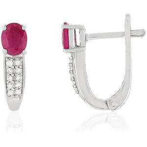 Boucles d'oreilles MATY Or 750 blanc Rubis et Diamants- MATY