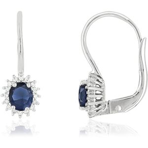 Boucles d'oreilles or 750 blanc dormeuses saphirs et diamants- MATY