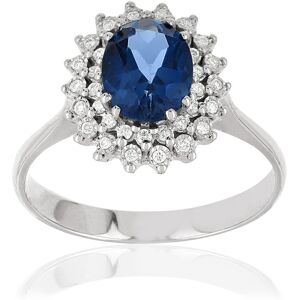 Bague or 750 blanc saphir ovale et diamants- MATY 56,59,60,50,51,53,54,55,57,58,49,52,48