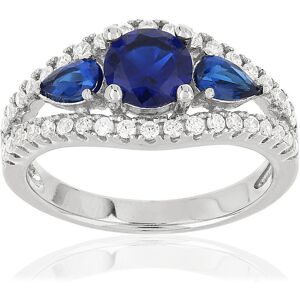 Bague argent 925 zirconias bleus et blancs- MATY 49-50,51-52,53-54,55-56,57-58,59-60