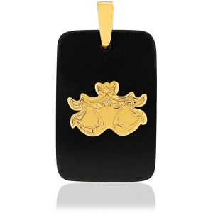 Pendentif or jaune 375 zodiaque balance onyx noir- MATY