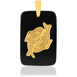 Pendentif or jaune 375 signe zodiaque poisson onyx- MATY