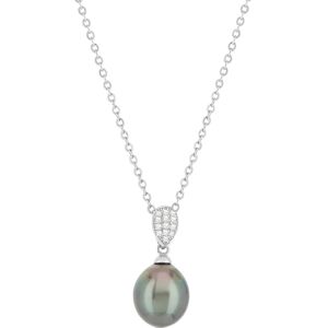 MATY OUTLET -Collier argent 925 perle de culture de Tahiti zirconias 45cm