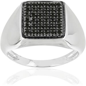 Chevaliere or blanc 375 carrÃ©e diamants noirs- MATY 61,59,54,57,63,64,65,67,69,70,62,58,60,56,55,66,68