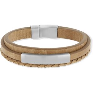 MATY OUTLET -Bracelet cuir acier multirangs 21 cm