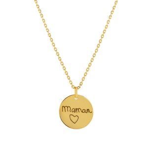 Collier plaquÃ© or mÃ©daille personnalisable 45 cm- MATY