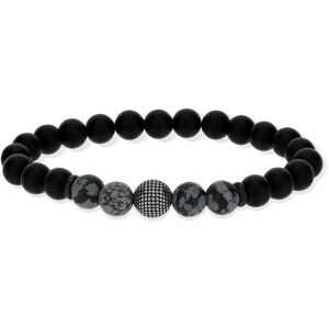 Bracelet onyx boule acier 19 cm- MATY