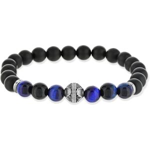 Bracelet acier onyx bleus et noirs 18,5 cm- MATY