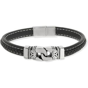 Bracelet cuir noir acier 21 cm- MATY