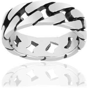 Bague acier maille gourmette- MATY 59-60,61-62,63-64,65-66,67-68,69-70