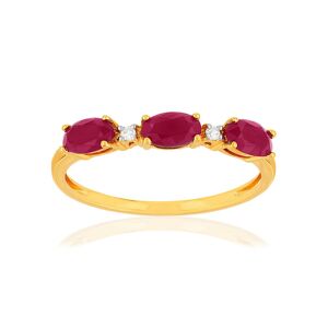 Bague or jaune 375 rubis diamants- MATY 48,49,50,51,52,53,54,55,56,57,58,59,60,61,62