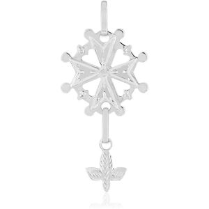 Pendentif croix huguenotte or blanc 750- MATY