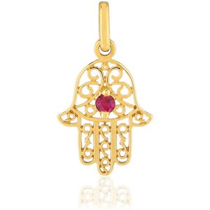 Pendentif main de fatma or jaune 750 rubis- MATY