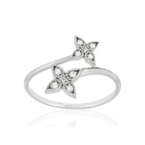 Bague or blanc 375 fleurs diamants- MATY 60,52,50,58,61,59,51,53,62,54,56,57,55