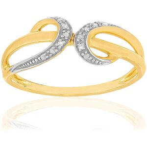 Bague or jaune 375 2 tons, diamants.- MATY 50,51,52,53,54,55,56,57,58,59,60