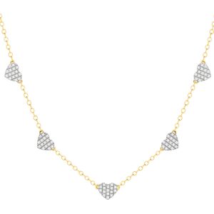 Collier or 375 2 tons, forme coeur, diamants. Longueur 45 cm.- MATY