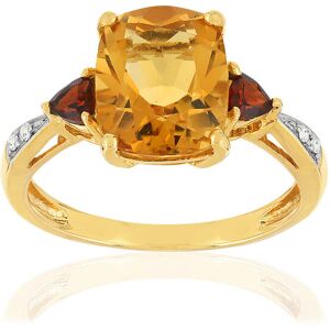 Bague or jaune 375, citrine, grenats, diamants.- MATY 57,51,52,62,61,54,56,48,53,59,60,55,49,50,58