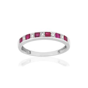 Bague or blanc 375 rubis, diamants.- MATY 59,50,52,60,54,53,56,57,58,55,51