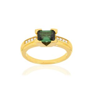 MATY OUTLET -Bague VAN BRILL or jaune 750, tourmaline verte, diamants. 49-50,51-52,53-54,55-56,57-58,59-60,61-62