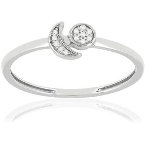 Bague or blanc 375 diamants, motif lune et soleil- MATY 48,49,50,51,52,53,54,55,56,57,58,59,60,61,62