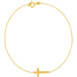 Bracelet or jaune 375 18 cm motif croix- MATY