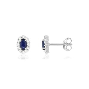 Boucles d'oreilles or blanc 750 saphirs diamants- MATY