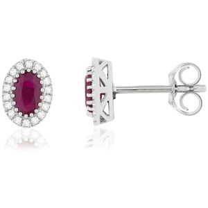 Boucles d'oreilles or blanc 750 rubis diamants- MATY