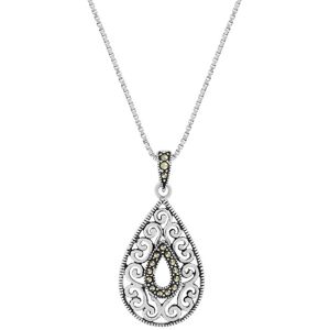 Collier argent 925 marcassites 40 Ã  45 cm- MATY