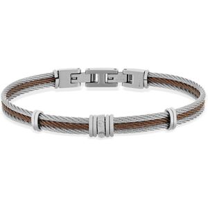 Bracelet acier cÃ¢ble marron et gris- MATY