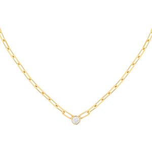 Collier plaquÃ© or maille trombone zirconia 45 cm- MATY