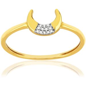 Bague or 375 jaune diamants, motif lune- MATY 49-50,51-52,53-54,55-56,57-58