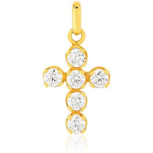 Pendentif or 375 jaune zirconias, motif croix- MATY