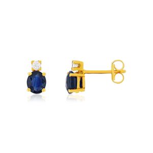 Boucles d'oreilles or 375 jaune saphirs zirconias- MATY