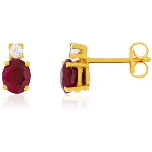 Boucles d'oreilles or 375 jaune rubis zirconias- MATY