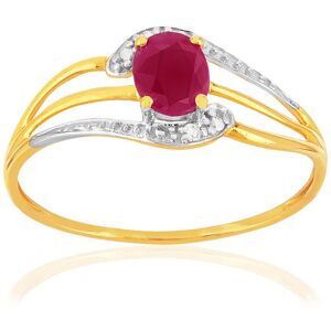 Bague or 375 jaune rubis diamants- MATY 49-50,51-52,53-54,55-56,57-58