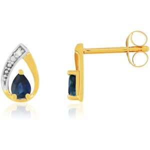 Boucles d'oreilles or 375 jaune saphir diamants- MATY