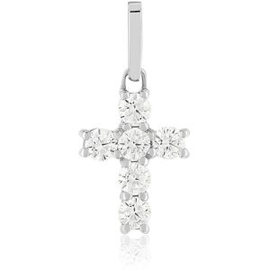 Pendentif or 375 blanc zirconias blancs croix- MATY