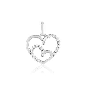 Pendentif or 375 blanc zirconias blancs coeur- MATY