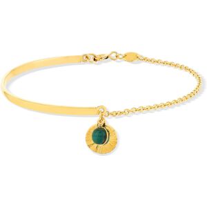 Bracelet plaquÃ© or mÃ©daille ciselÃ©e et pampilles malachite td 19 cm- MATY