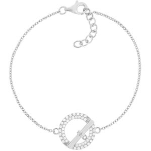 Bracelet argent 925 motif fermoir T/bar serti de zirconias 16 Ã  18 cm- MATY