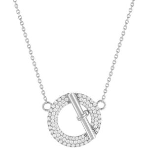 Collier argent 925 motif fermoir T/bar serti de zirconias 42 Ã  45 cm- MATY