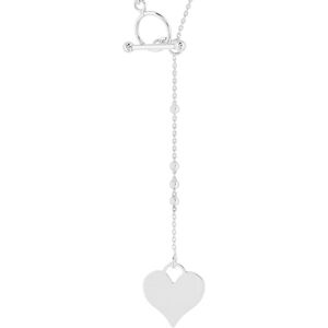 Collier argent 925 motif fermoir T/bar et pampille coeur 52 cm- MATY