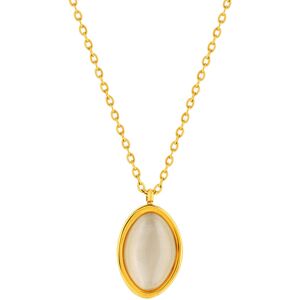 Collier acier jaune pierre imitation beige 45 cm- MATY